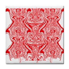 A Red And White Image Of A Pattern On A White Background Tile Coaster