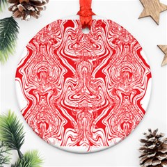 A Red And White Image Of A Pattern On A White Background Ornament (round)