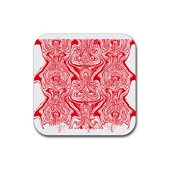 A Red And White Image Of A Pattern On A White Background Rubber Coaster (square)