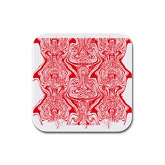 A Red And White Image Of A Pattern On A White Background Rubber Square Coaster (4 Pack)