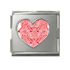 A Red And White Image Of A Pattern On A White Background Mega Link Heart Italian Charm (18mm)