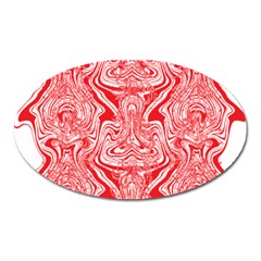 A Red And White Image Of A Pattern On A White Background Oval Magnet