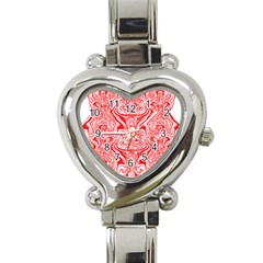 A Red And White Image Of A Pattern On A White Background Heart Italian Charm Watch