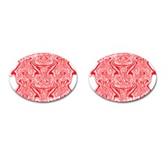 A Red And White Image Of A Pattern On A White Background Cufflinks (oval)