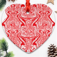 A Red And White Image Of A Pattern On A White Background Heart Ornament (two Sides)