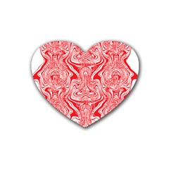 A Red And White Image Of A Pattern On A White Background Rubber Coaster (heart)