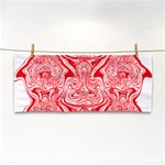 A Red And White Image Of A Pattern On A White Background Hand Towel Front