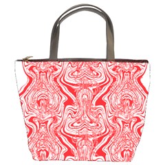 A Red And White Image Of A Pattern On A White Background Bucket Bag