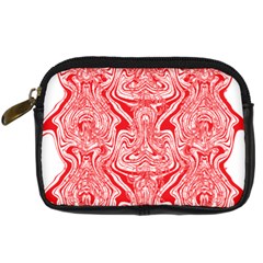 A Red And White Image Of A Pattern On A White Background Digital Camera Leather Case by catchydesignhill