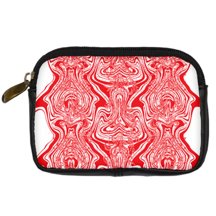 A Red And White Image Of A Pattern On A White Background Digital Camera Leather Case