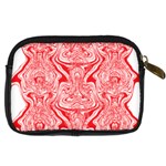 A Red And White Image Of A Pattern On A White Background Digital Camera Leather Case Back