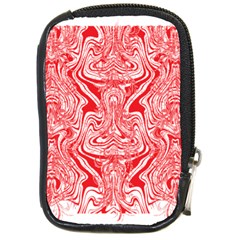 A Red And White Image Of A Pattern On A White Background Compact Camera Leather Case