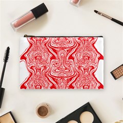 A Red And White Image Of A Pattern On A White Background Cosmetic Bag (medium)