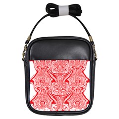 A Red And White Image Of A Pattern On A White Background Girls Sling Bag