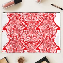 A Red And White Image Of A Pattern On A White Background Cosmetic Bag (xxl)