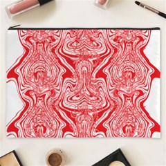 A Red And White Image Of A Pattern On A White Background Cosmetic Bag (xxxl) by catchydesignhill