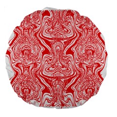 A Red And White Image Of A Pattern On A White Background Large 18  Premium Round Cushions