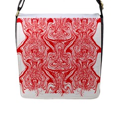 A Red And White Image Of A Pattern On A White Background Flap Closure Messenger Bag (l)