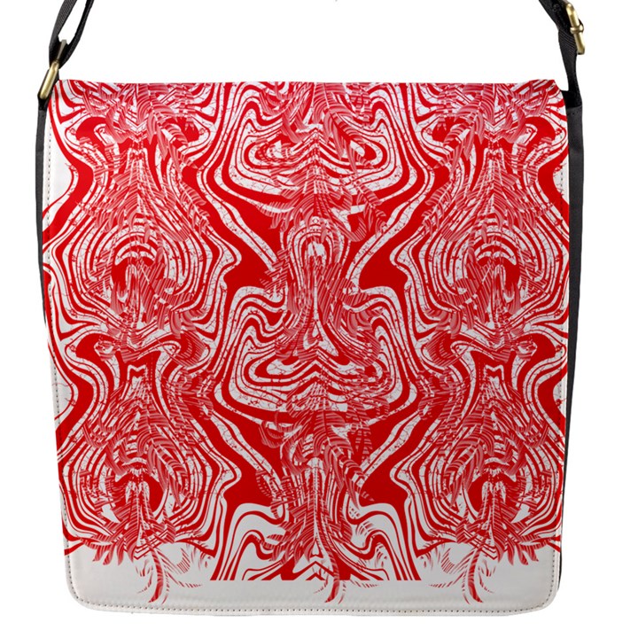 A Red And White Image Of A Pattern On A White Background Flap Closure Messenger Bag (S)