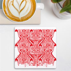 A Red And White Image Of A Pattern On A White Background Uv Print Square Tile Coaster 