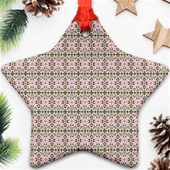 A Pink And Brown Pattern On A White Background Ornament (star)