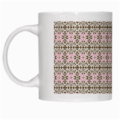 A Pink And Brown Pattern On A White Background White Mug