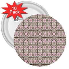 A Pink And Brown Pattern On A White Background 3  Buttons (10 Pack) 