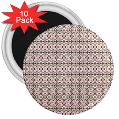 A Pink And Brown Pattern On A White Background 3  Magnets (10 Pack) 