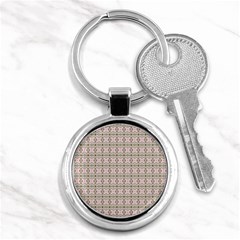 A Pink And Brown Pattern On A White Background Key Chain (round)