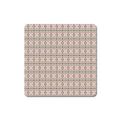 A Pink And Brown Pattern On A White Background Square Magnet