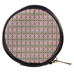 A Pink And Brown Pattern On A White Background Mini Makeup Bag