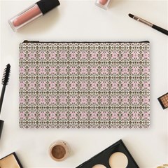 A Pink And Brown Pattern On A White Background Cosmetic Bag (large)