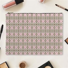 A Pink And Brown Pattern On A White Background Cosmetic Bag (xl)