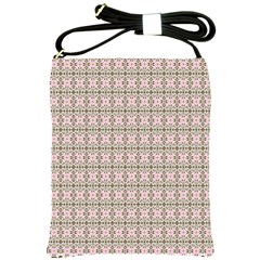 A Pink And Brown Pattern On A White Background Shoulder Sling Bag