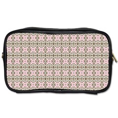 A Pink And Brown Pattern On A White Background Toiletries Bag (two Sides)