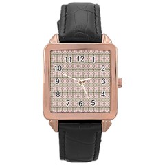 A Pink And Brown Pattern On A White Background Rose Gold Leather Watch 