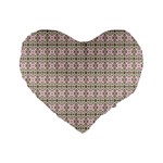 A Pink And Brown Pattern On A White Background Standard 16  Premium Flano Heart Shape Cushions Front