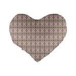 A Pink And Brown Pattern On A White Background Standard 16  Premium Flano Heart Shape Cushions Back