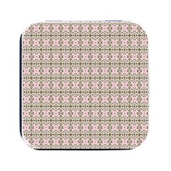 A Pink And Brown Pattern On A White Background Square Metal Box (black) by catchydesignhill