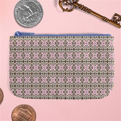 A Pink And Brown Pattern On A White Background Large Coin Purse