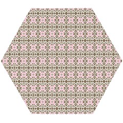 A Pink And Brown Pattern On A White Background Wooden Puzzle Hexagon by catchydesignhill