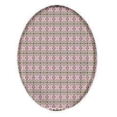 A Pink And Brown Pattern On A White Background Oval Glass Fridge Magnet (4 Pack)