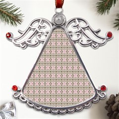 A Pink And Brown Pattern On A White Background Metal Angel With Crystal Ornament