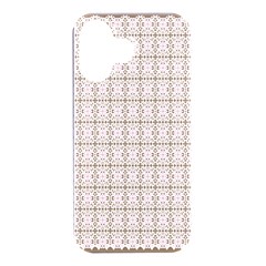 A Pink And Brown Pattern On A White Background Iphone 16 Black Uv Print Pc Hardshell Case