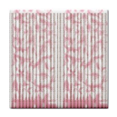 A Pink And White Striped Background Tile Coaster