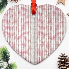 A Pink And White Striped Background Ornament (heart)