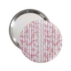 A Pink And White Striped Background 2 25  Handbag Mirrors