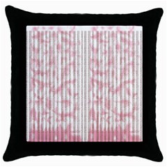 A Pink And White Striped Background Throw Pillow Case (black)