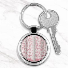 A Pink And White Striped Background Key Chain (round) by catchydesignhill