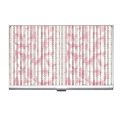 A Pink And White Striped Background Business Card Holder